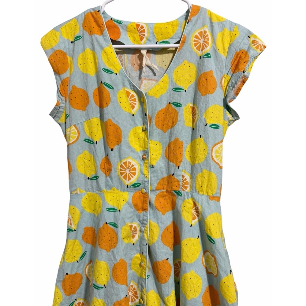 Teeberry & Weave Novelty Fruit Eclectic Art Flare Retro Dress Women's Size Small - Picture 3 of 13